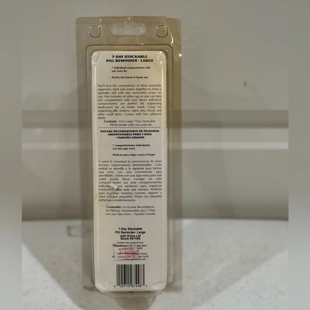 Ezy Dose Clear 7-Day Stackable Pill Reminder ~ Large ~ NEW